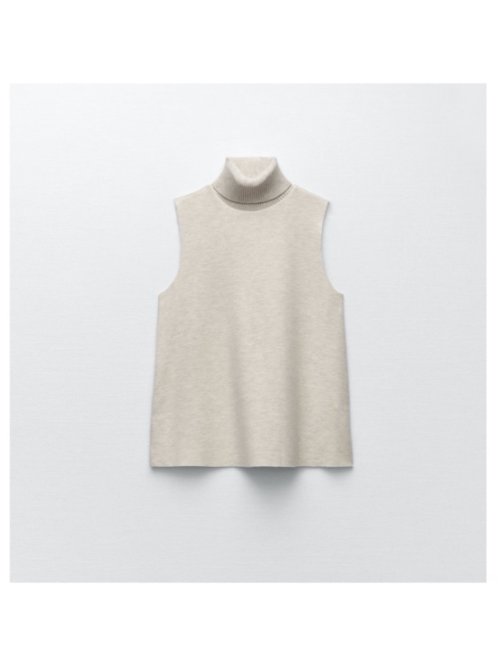 Zara Sleeveless Turtleneck Knit Top in Ivory